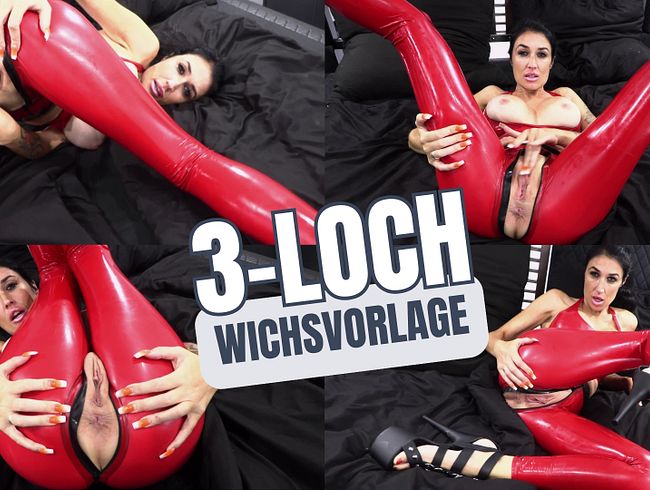 Latex-Schlampe als 3-Loch-Wichsvorlage muss mit Sperma gestopft werden – Unzensierte JOI